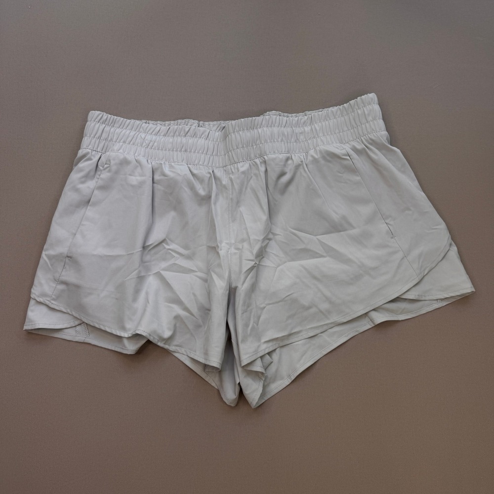 Avia Womens Light Gray Running Shorts XL 16-18 Athletic Gym Lined Smocked Waist